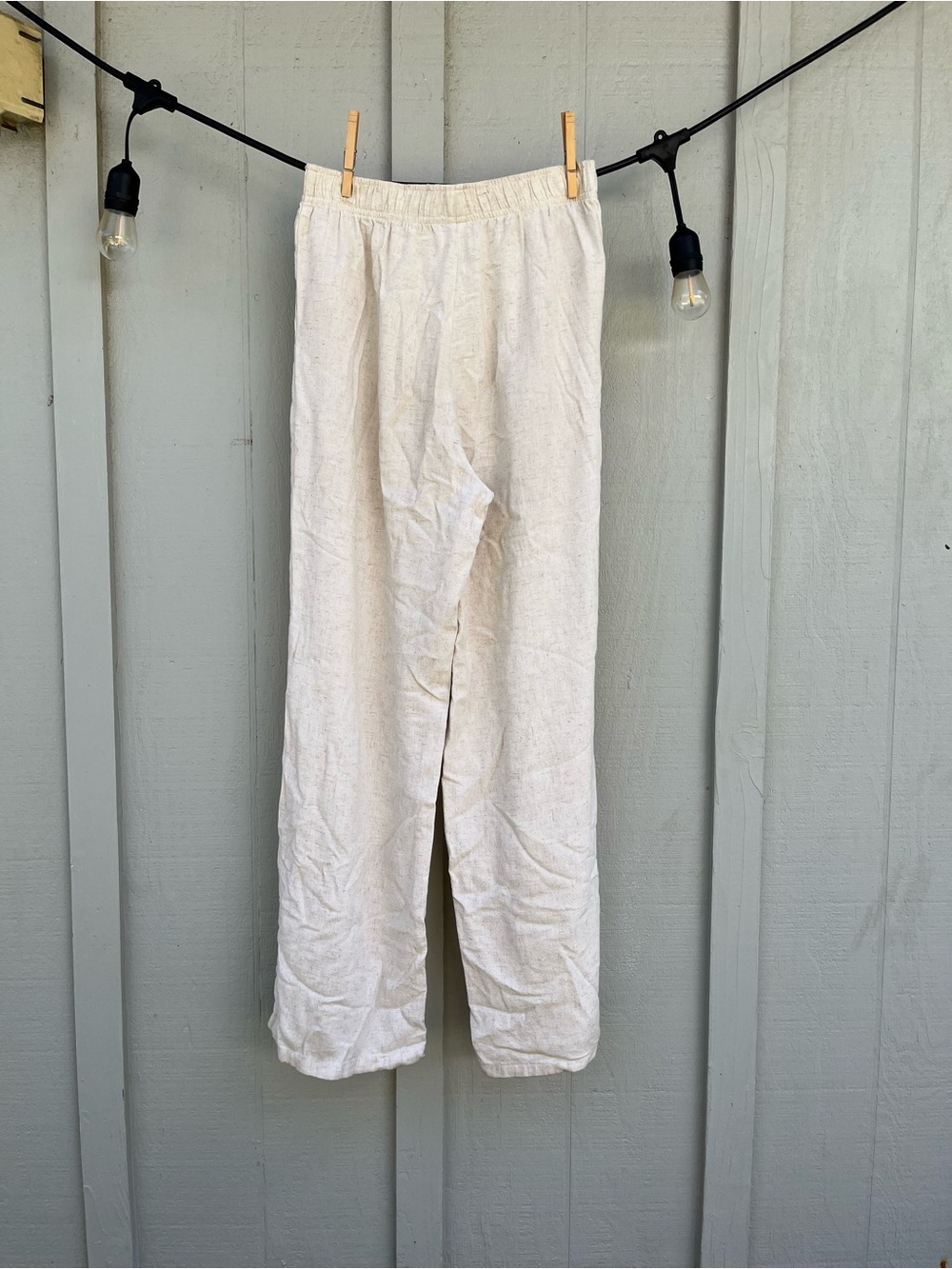 Relaxed Cream Wide-Leg Linen Pants - Picture 4 of 4